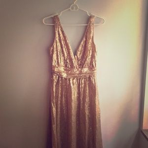 Gold sequined evening gown